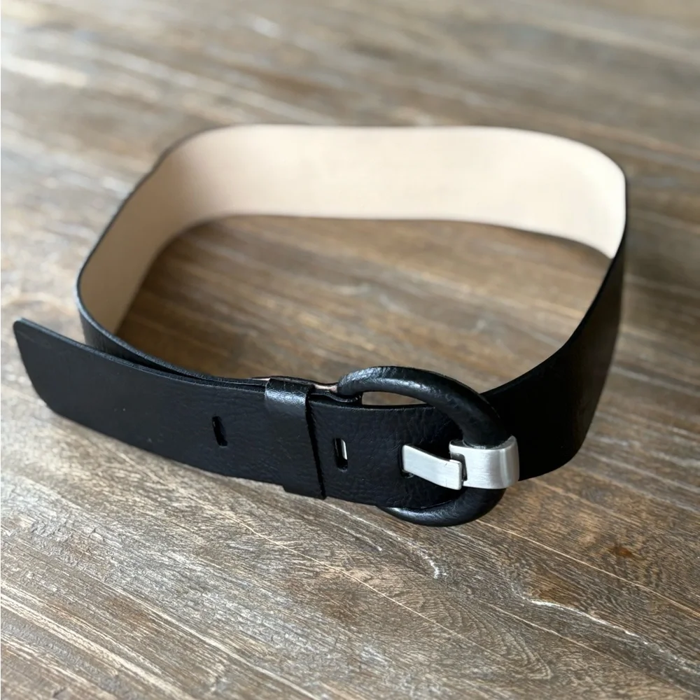 Banana Republic wide black leather belt made in Italy